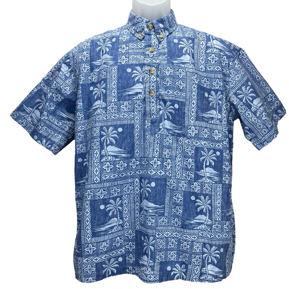 Cooke Street Men’s‎ Medium Vintage Popover Henley Short Sleeve Hawaiian Shirt